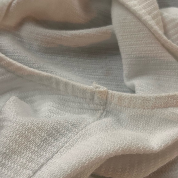 LUCKY BRAND Babydoll Peplum Tank Top Twisted V Neck Ribbed Ivory Casual Y2K | M - Picture 10 of 10